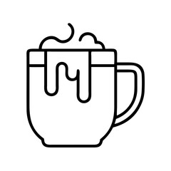 hot chocolate mug icon, chocolate day line art, chocolate icon - simple black line art icon of hot chocolate mug, for chocolate day celebrations. chocolate vector art.