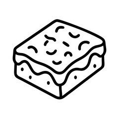 chocolate brownie icon, chocolate day line art, chocolate icon - simple black line art icon of chocolate brownie, for chocolate day celebrations. chocolate vector art.