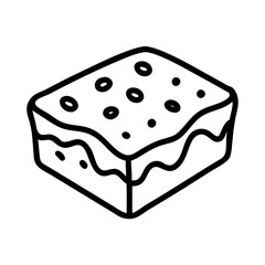chocolate brownie icon, chocolate day line art, chocolate icon - simple black line art icon of chocolate brownie, for chocolate day celebrations. chocolate vector art.