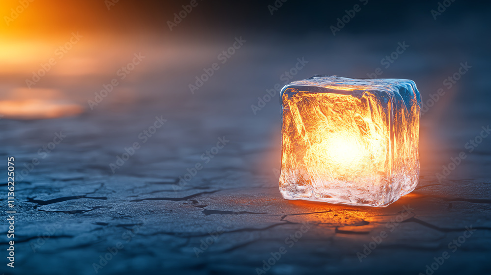 Aufkleber a glowing ice cube captures attention with its bright light and unique texture.