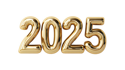 Gold 2025 Numbers Representing New Year Celebration With Shiny Finish - Festive Concept