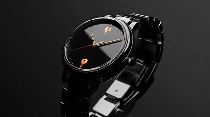 Product poster banner with a bold, clean design, highlighting a stylish watch with a shiny metallic finish and simple background.