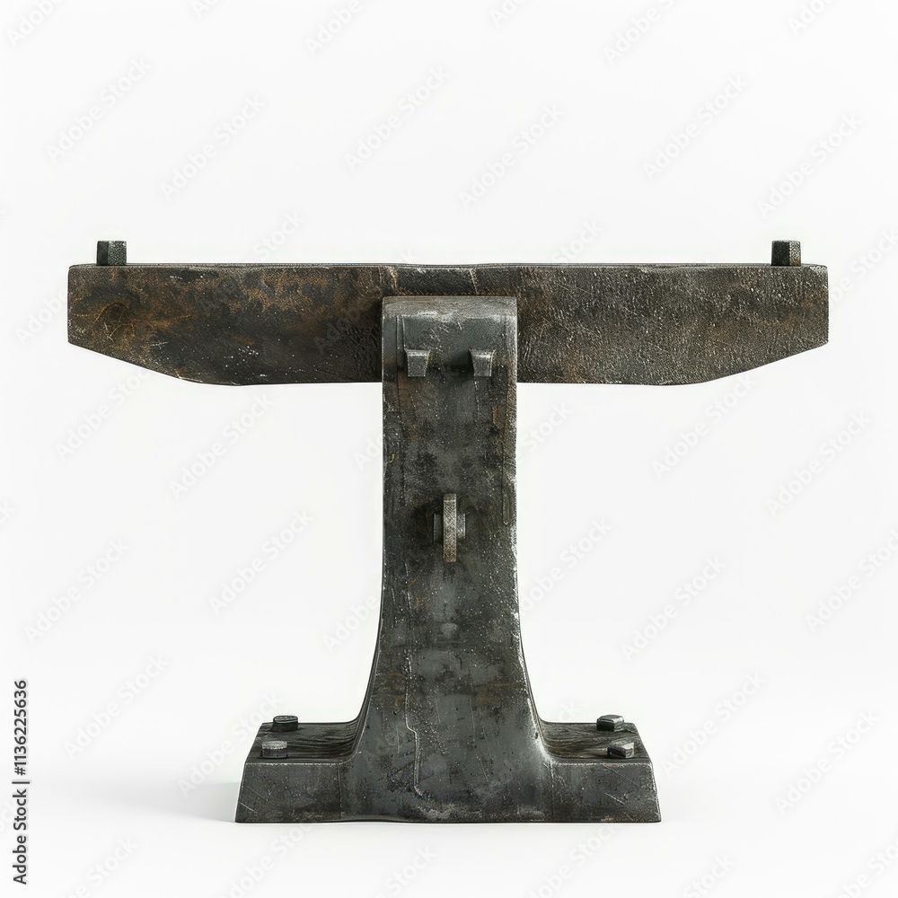 Aufkleber rusty metal beam balancing on a support structure creating a sense of industrial strength and design