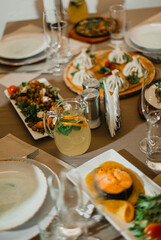 Georgian dishes on the restaurant table