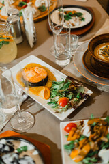 Georgian dishes on the restaurant table