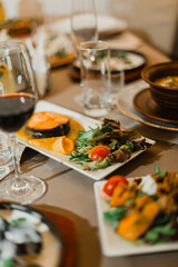 Georgian dishes on the restaurant table