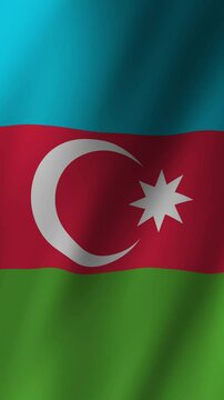 Vertical Azerbaijan Flag footage video waving in wind
