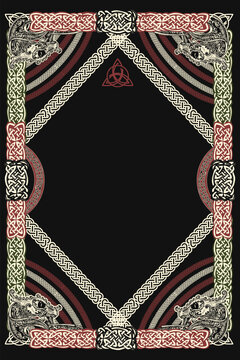 Celtic frame template design. Northern mythology art