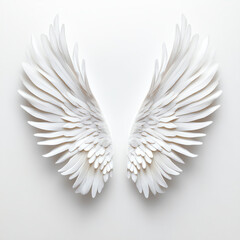Fototapeta premium Elegant white wings symbolize freedom and aspiration in serene design.