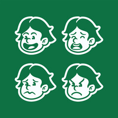 Retro cartoon smile face pack 30s 50s 60s illustration character design with vintage style for logo,mascot logo, sticker, avatar and tshirt design illustration . smiley carichature with dope style