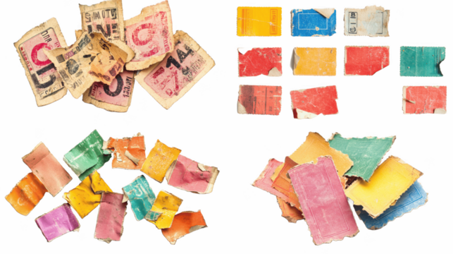 Colorful Vintage Ticket Fragments - A Glimpse into the Past