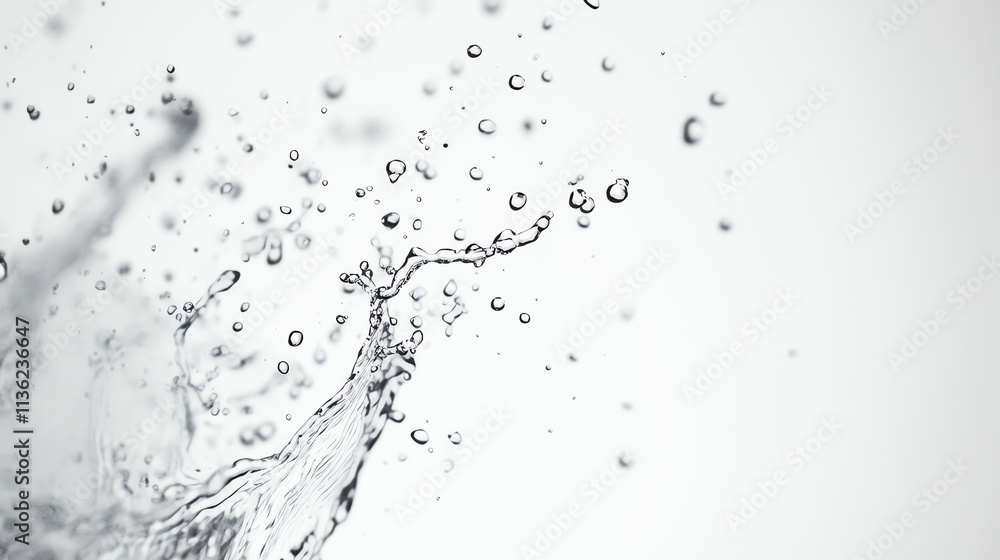 Poster a splash of water creating dynamic patterns against a clean background.