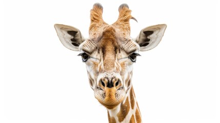 Front Facing Close Up Portrait of a Giraffe with Symmetrical Features