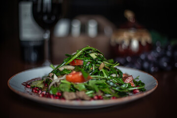 platter of salad on a restaurant table