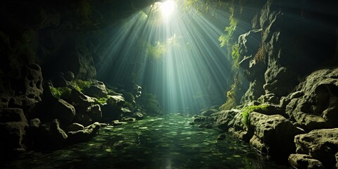 sun rays in the forest