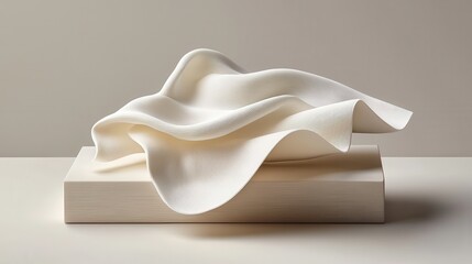 Minimalist composition of vibrant white material with elegant folds