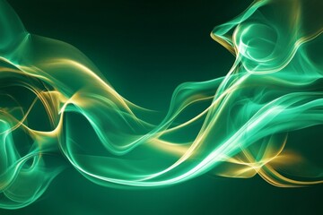Obraz premium Abstract Green and Gold Swirling Energy Waves