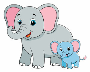 Obraz premium Adorable Cute Elephant Cartoon – Perfect for Kids and Whimsical Designs.