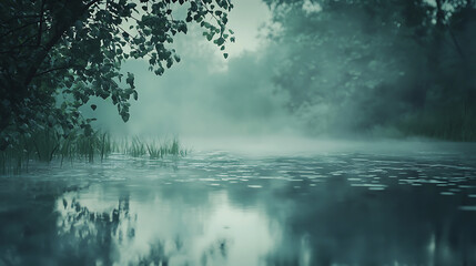 A forest with a lake in the middle