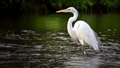 Fototapeta premium 川にたたずむ白鷺
