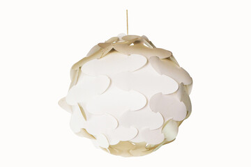 White paper lantern light hanging to provide light isolated on white background. Interior decoration accessories. Electrical equipment for lighting decorations for various festivals.