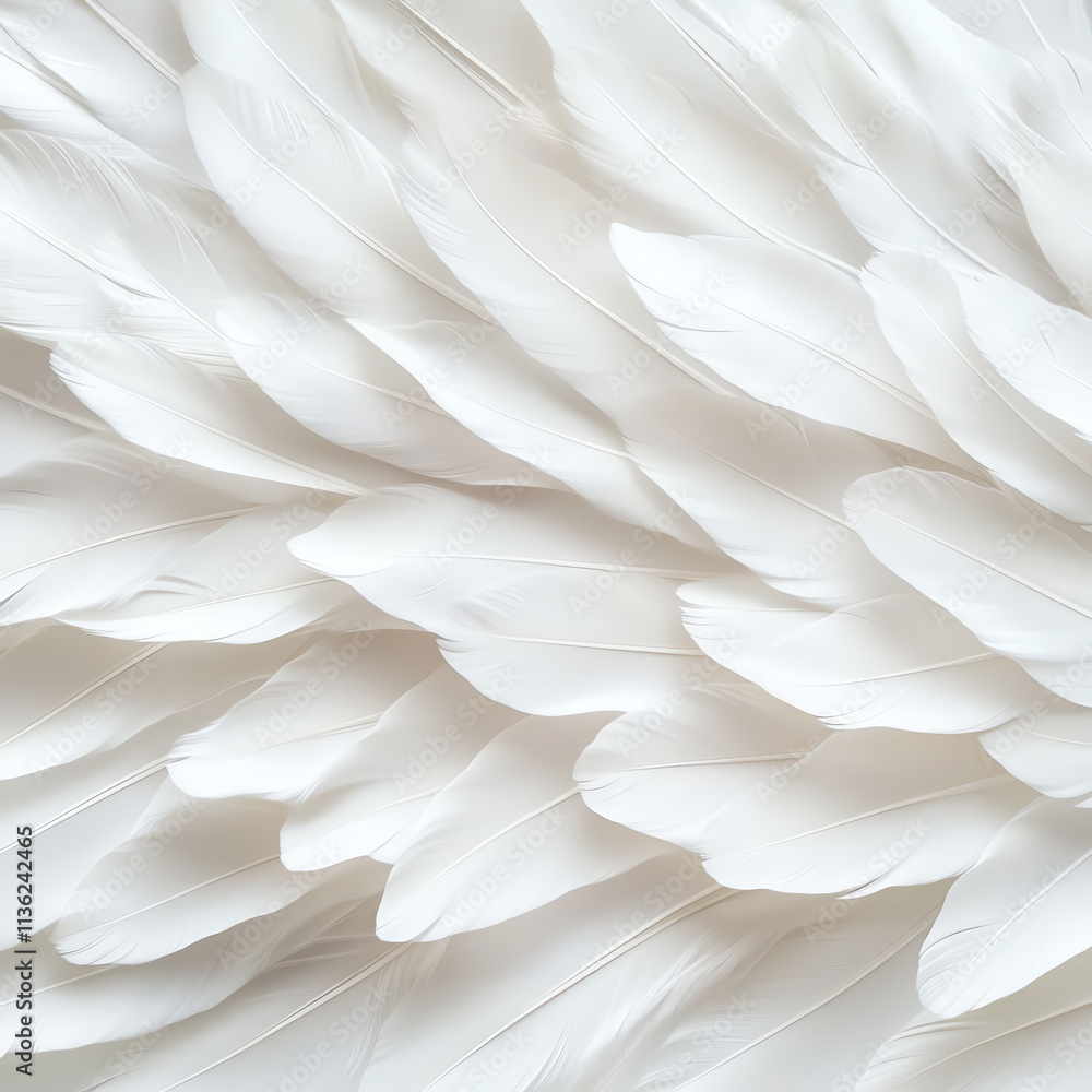 Aufkleber a serene arrangement of soft, white feathers creating a calming visual effect.