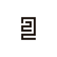 Number 2 2 square, unique geometric symbol simple logo vector
