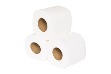 Toilet paper roll sanitary and household isolated on cut out PNG or transparent background. Detail...