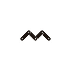 Letter M nuts and bolts geometric symbol simple logo vector