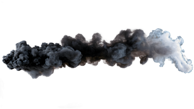 black smoke isolated on transparent background.

