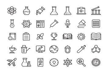 Fototapeta premium University Research Line Art Icon Design