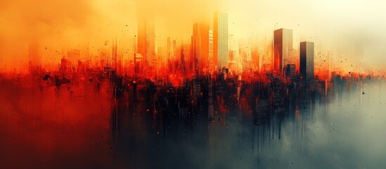 Cityscape in Fiery Hues