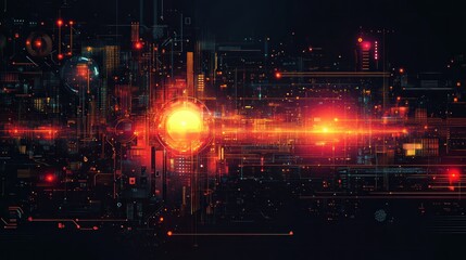 Obraz premium Cyberpunk Digital Interface