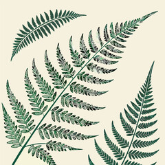Delicate fern leaves in shades of green, arranged in a repeating pattern Illustrator Artwork