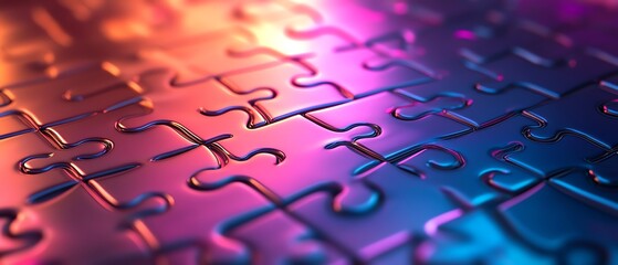 A radiant puzzle with pieces glowing in gradient shades, against a vibrant background, representing clarity and insight through reasoning
