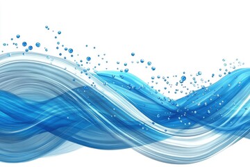 Fototapeta premium Abstract blue waves and bubbles - minimalistic fluid art design
