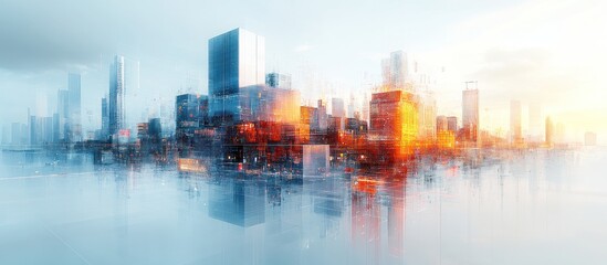 Futuristic Cityscape with Glowing Lights