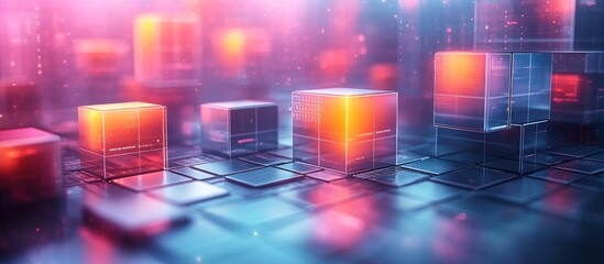 Abstract Digital Cubes in a Futuristic Setting