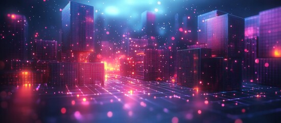 Obraz premium Futuristic Cityscape: A Digital Metropolis