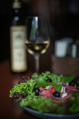 platter of salad on a restaurant table