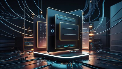 Futuristic Technology Interface, Abstract Digital Network Concept