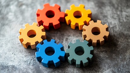 Colorful interlocking gears representing teamwork and collaboration
