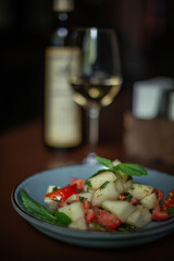 table in the restaurant served with various dishes