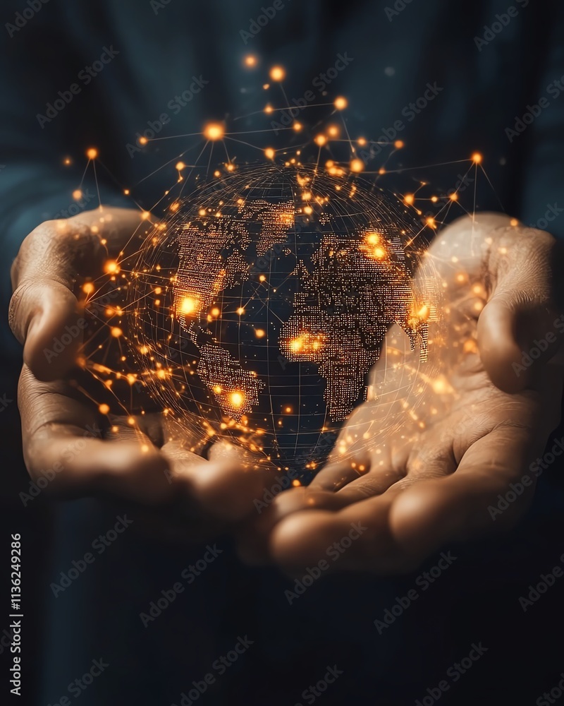 Poster business logistics and global connection technology interface, digital network with seamless global 