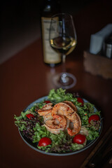 shrimp salad on a restaurant table