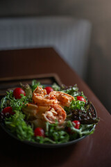 shrimp salad on a restaurant table