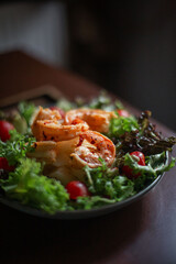 shrimp salad on a restaurant table