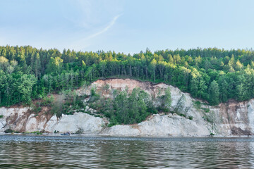 Picturesque bank of Volga River in Mount Lobach nature reserve, near village of Kamskoe Ustye.