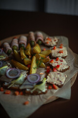 table in the restaurant served with various dishes