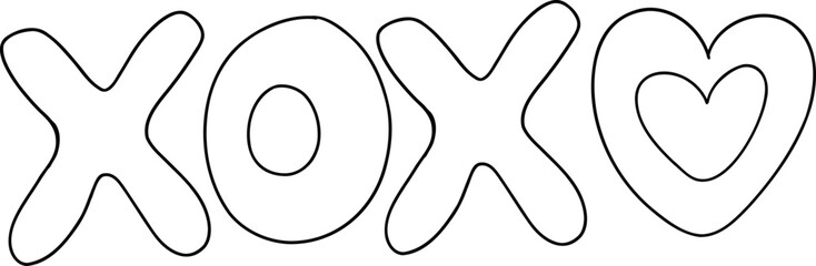 cute Valentine love decorative accessory element outline doodle black line